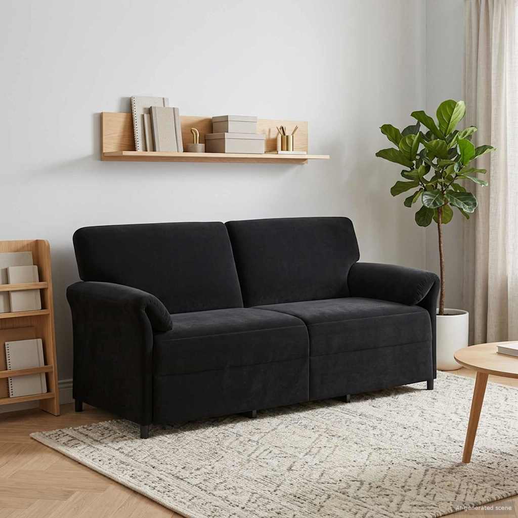 vidaXL Sofa cu 3 locuri Negru 198 x 83 x 95 cm Catifea