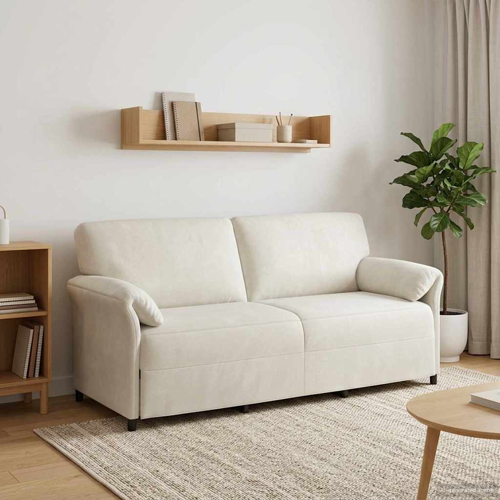 vidaXL Sofa cu 3 locuri Crem 198 x 83 x 95 cm Catifea