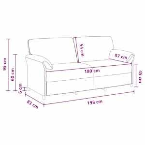 3-místné sofa Krémová 198 x 83 x 95 cm Samet - obrázek 8