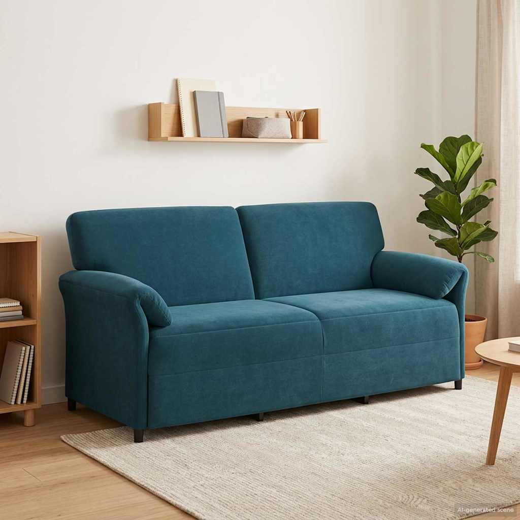vidaXL 3-sedežna sedežna Modra 198 x 83 x 95 cm Žamet