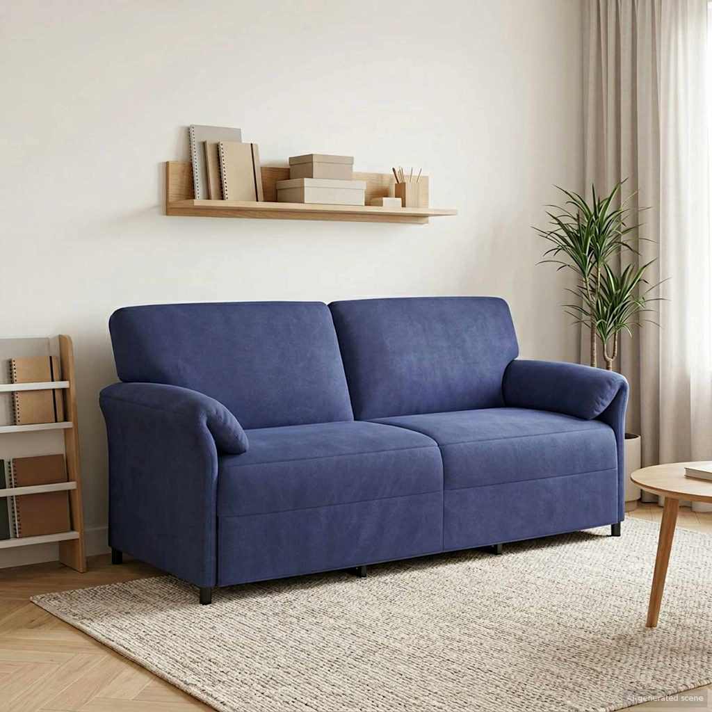 vidaXL Sofa cu 3 locuri Albastru Poliție 198 x 83 x 95 cm Catifea