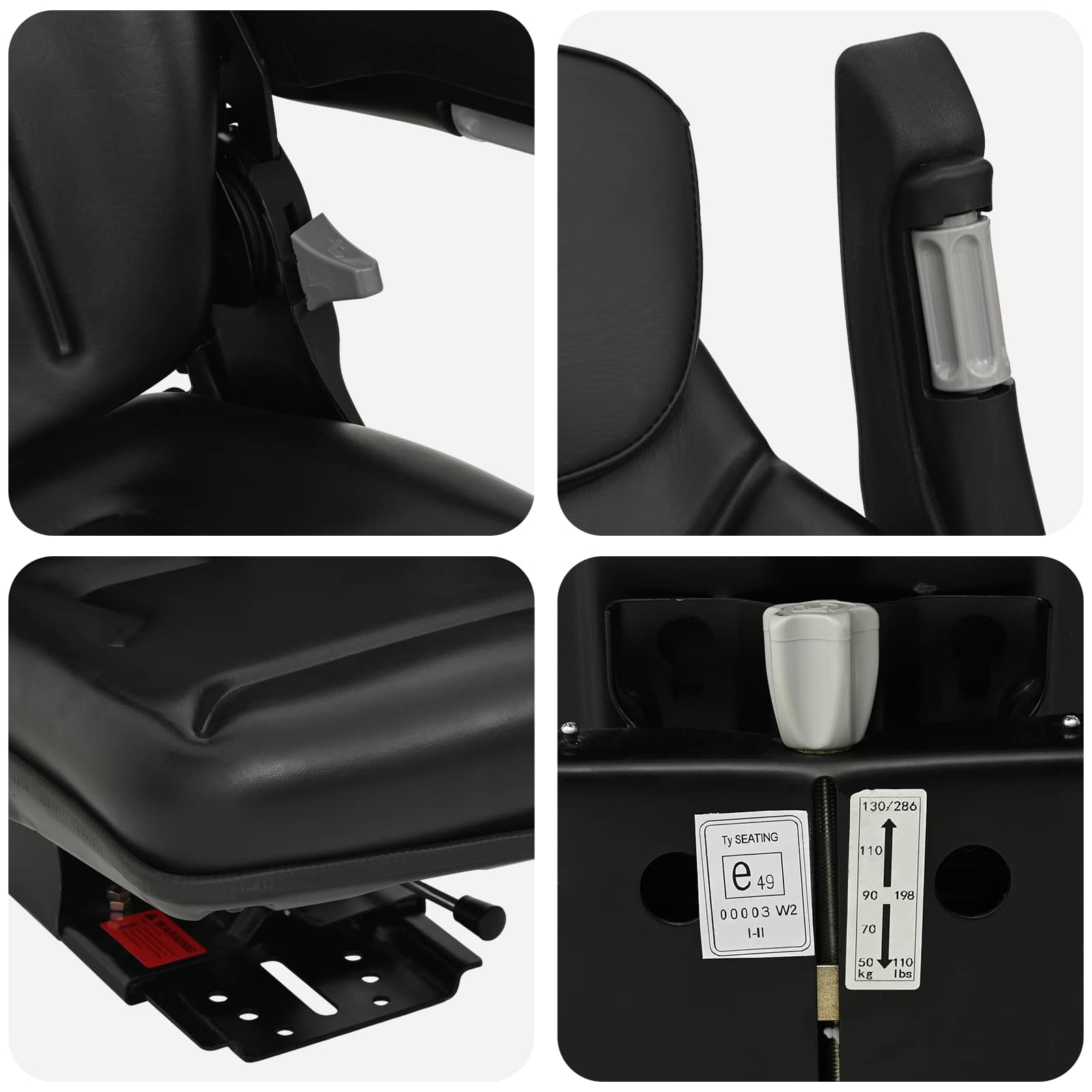 Tractorstoel met ophangingsysteem Zwart 60 x 58 x 72 cm image 7