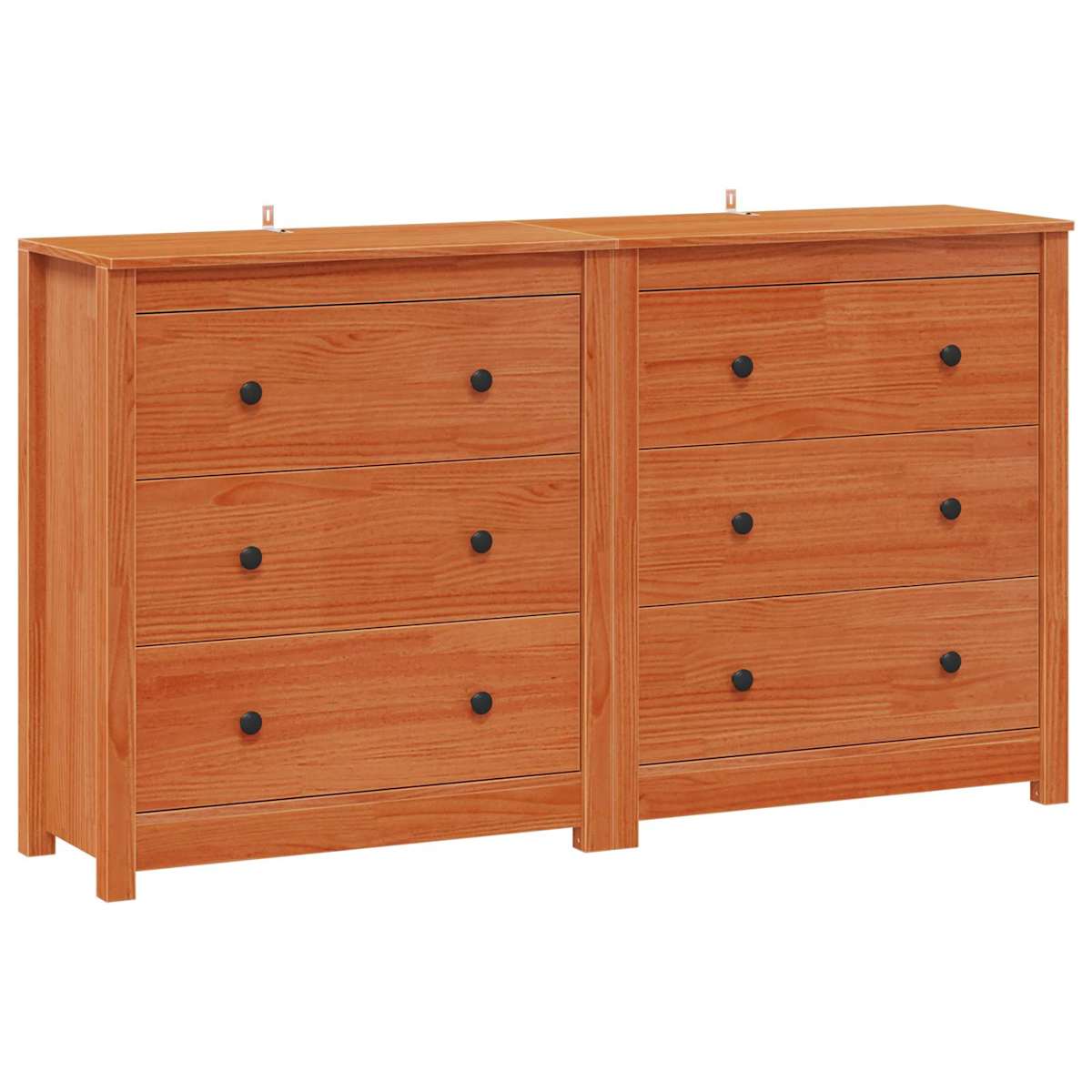 Sideboard 2 stk. VoksBrun 140 x 35 x 80 cm Massivt fyrretræ - Billede 2