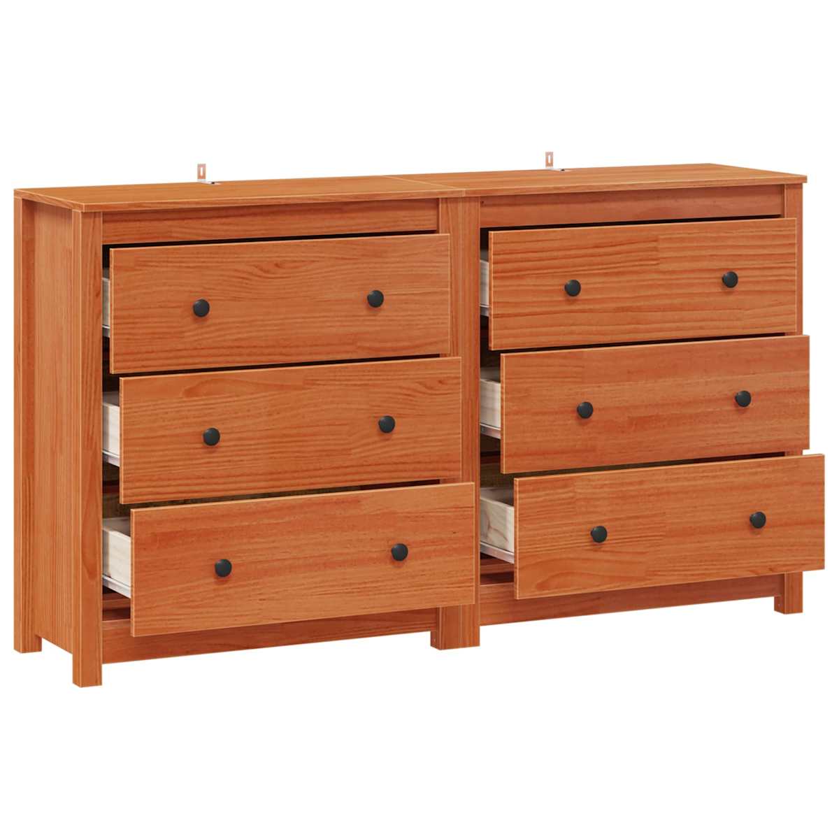 Sideboard 2 stk. VoksBrun 140 x 35 x 80 cm Massivt fyrretræ - Billede 5
