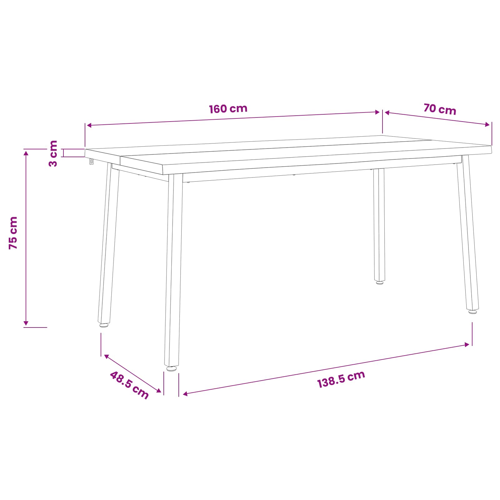 Live Edge Eettafel 160 x 70 x 75 cm Massief Acaciahout Wit image 11