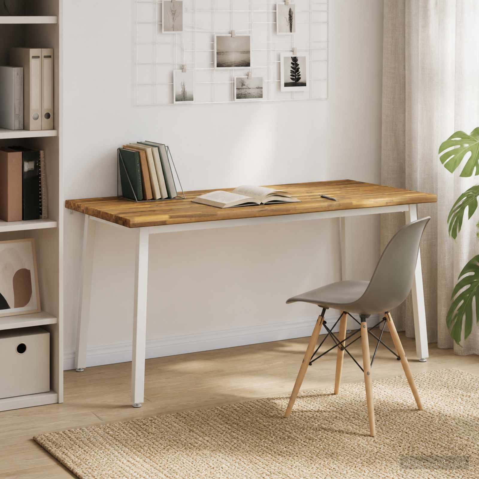 Live Edge Eettafel 160 x 90 x 75 cm Massief Acaciahout Wit image 3
