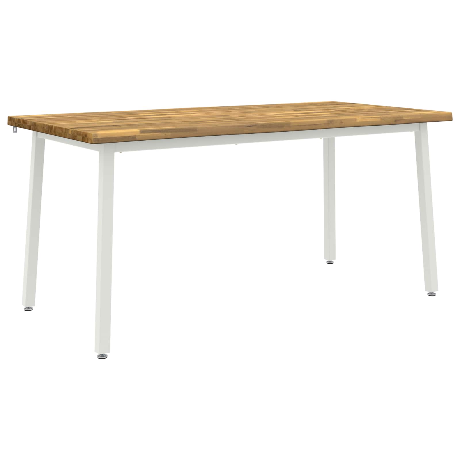 Live Edge Eettafel 140 x 90 x 75 cm Massief Acaciahout Wit image 1