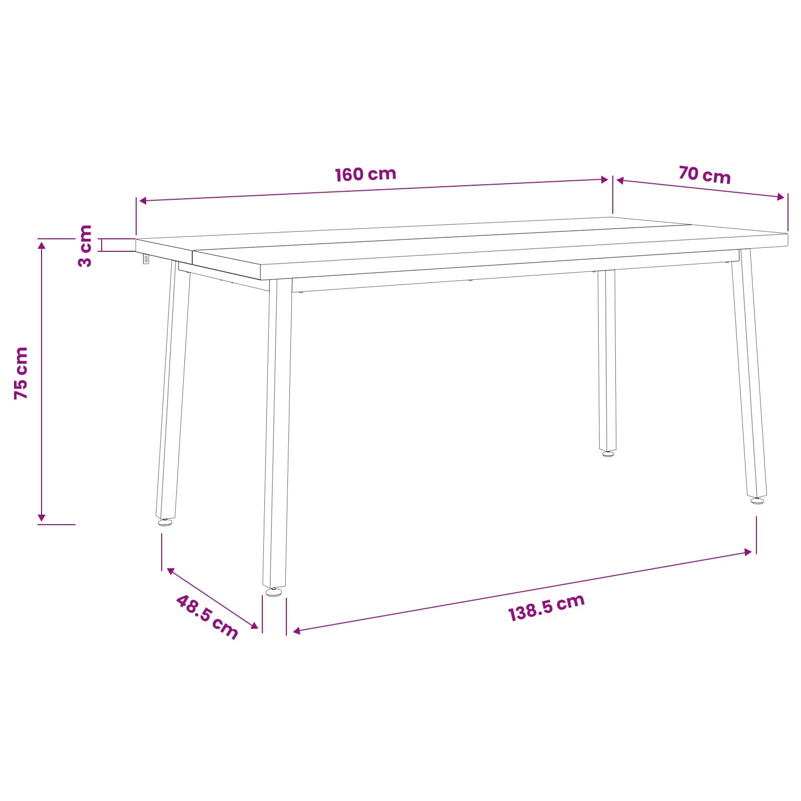 Vierkante Eettafel 160 x 70 x 75 cm Massief Acaciahout Naturel image 10