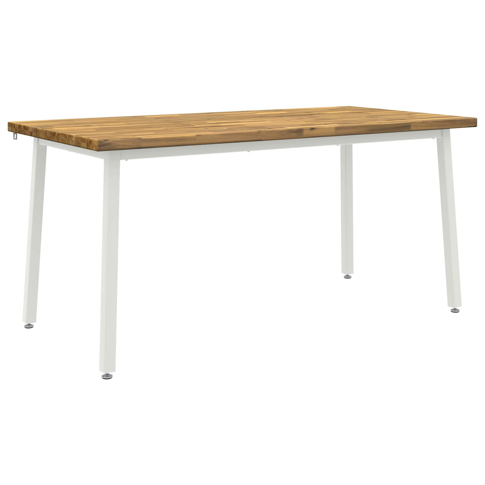Vierkante Eettafel 160 x 70 x 75 cm Massief Acaciahout Wit image 2