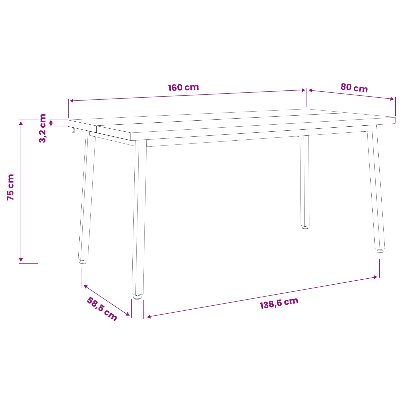 Vierkante Eettafel 160 x 80 x 75 cm Massief Acaciahout image 10