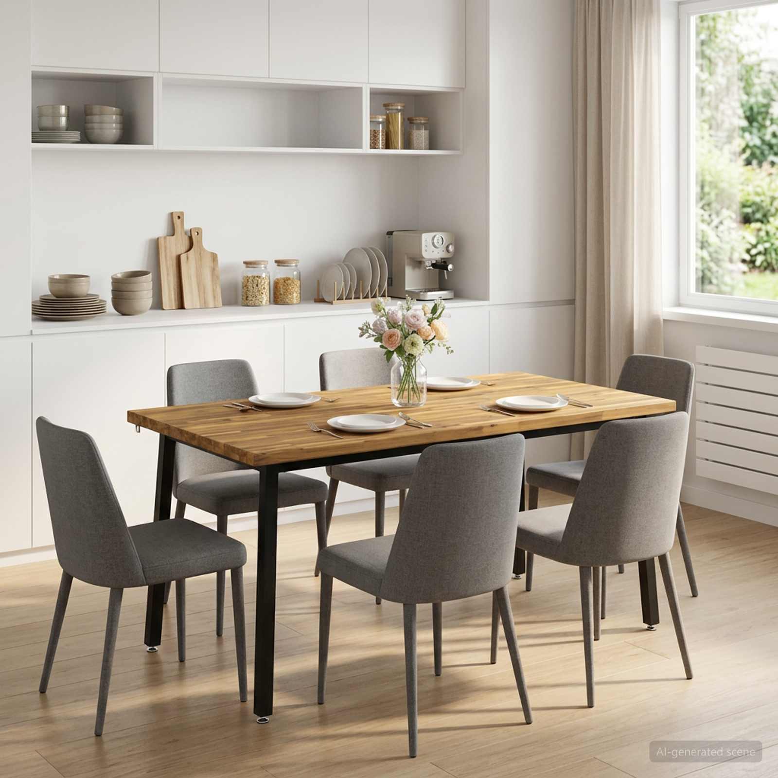 Vierkante Eettafel 160 x 70 x 75 cm Massief Acaciahout Wit image 3