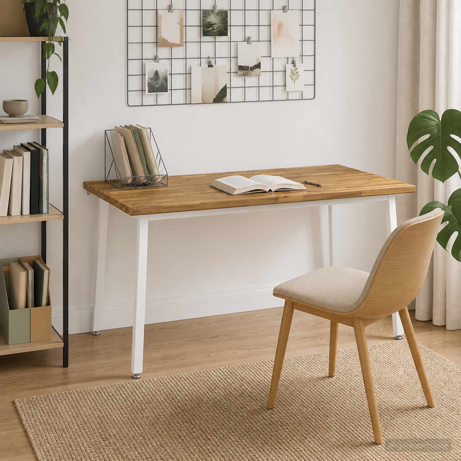 Vierkante Eettafel 160 x 70 x 75 cm Massief Acaciahout Wit image 3