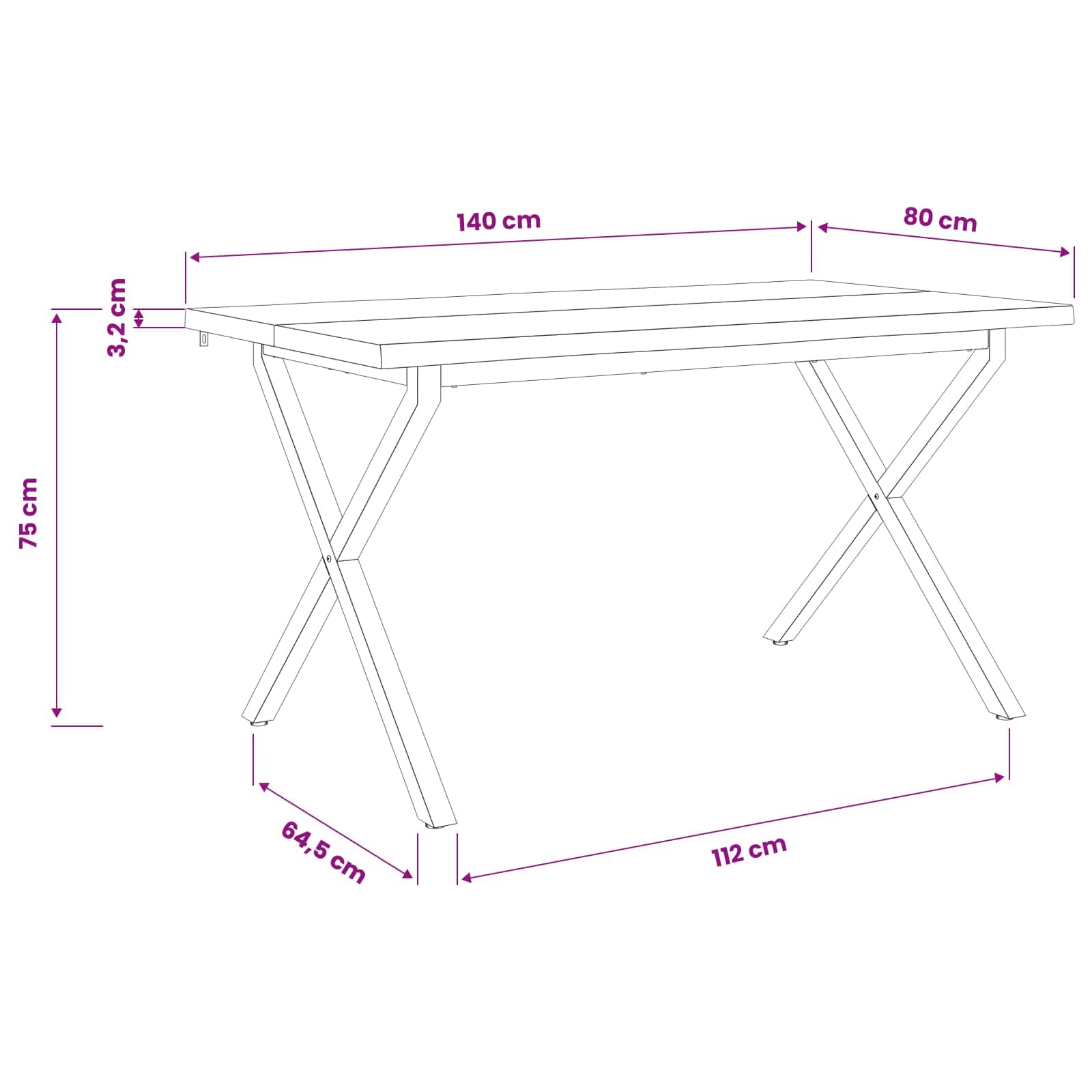 Jedilna miza z naravno robom 140 x 80 x 75 cm Temno rjava