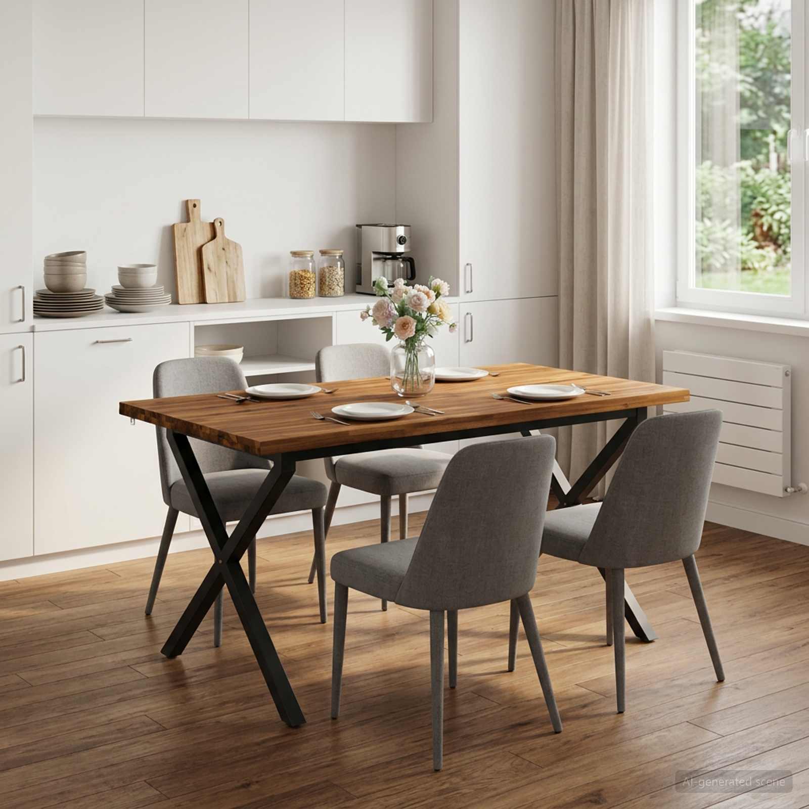vidaXL Spisebord med levende kant 140 x 80 x 75 cm Solid akasietre