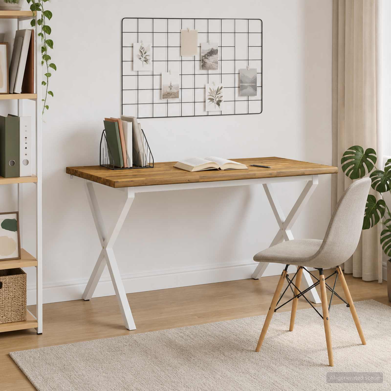 Live Edge Eettafel 140 x 80 x 75 cm Massief Acaciahout Wit image 3