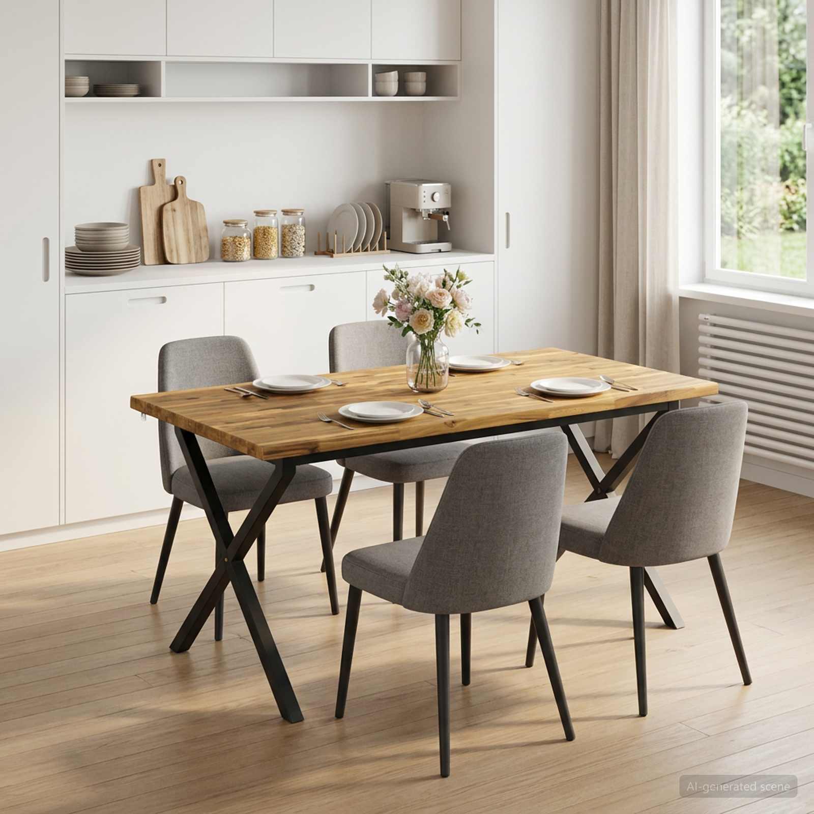 vidaXL - Eettafel - met - levendige - rand - 160 - x - 80 - x - 75 - cm