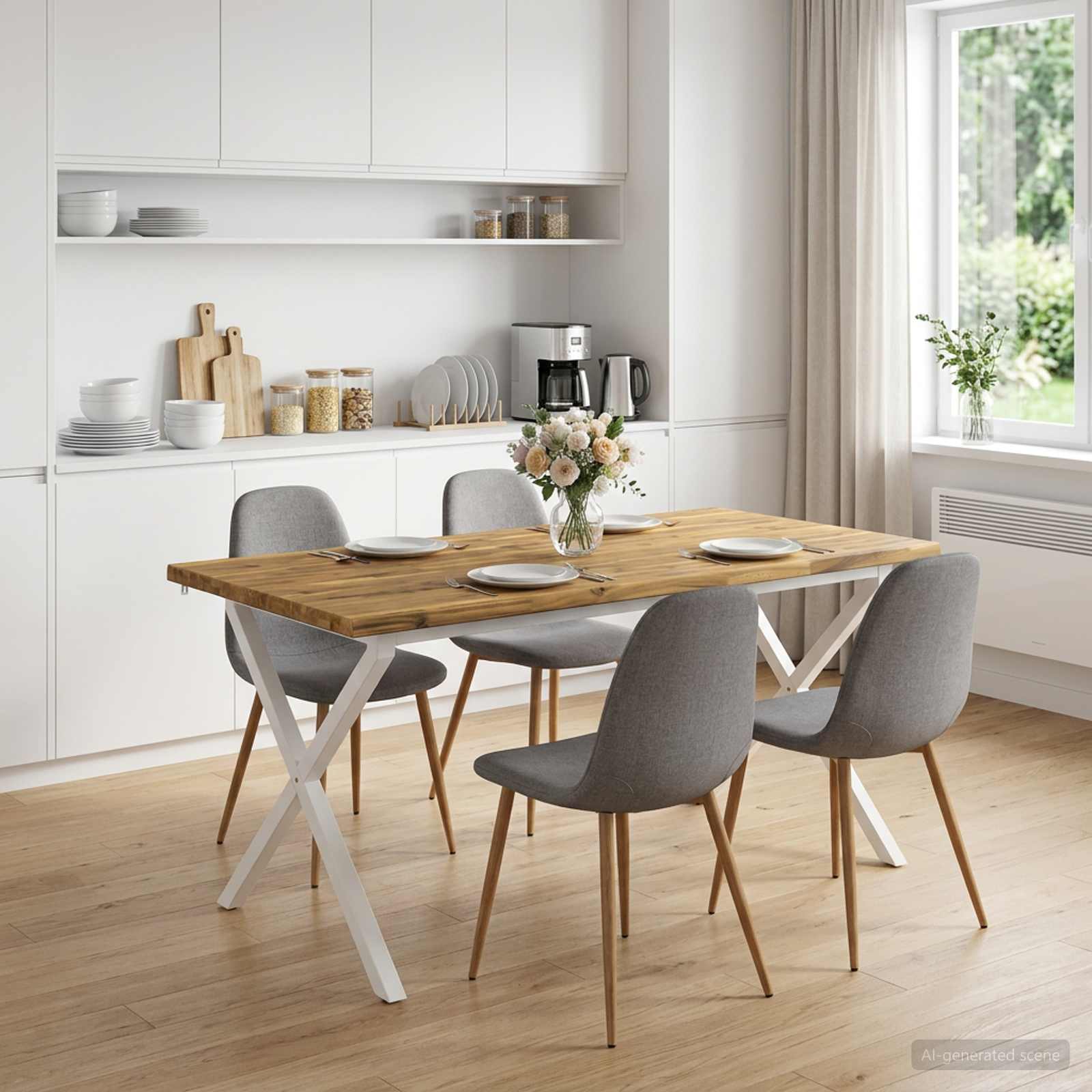 Live Edge Eettafel 160 x 80 x 75 cm Massief Acaciahout Wit