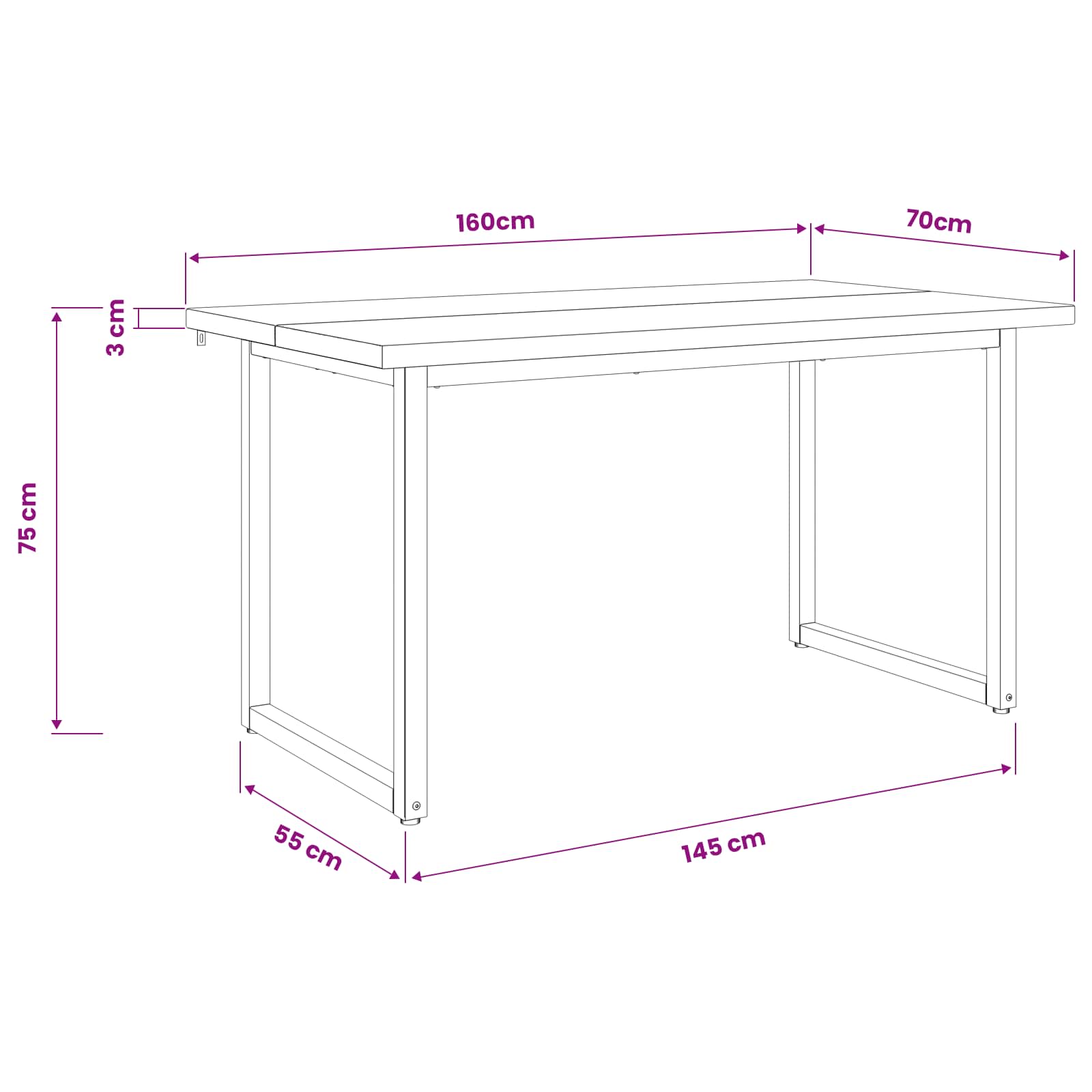 Vierkante Eettafel 160 x 70 x 75 cm Massief Acaciahout Naturel image 10