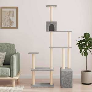Kočičí strom se škrabacími sloupky sisal Světle šedá 177,5 cm - obrázek 1