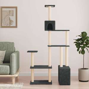 Kočičí strom se škrabacími sloupky sisal Tmavě šedá 177,5 cm - obrázek 1
