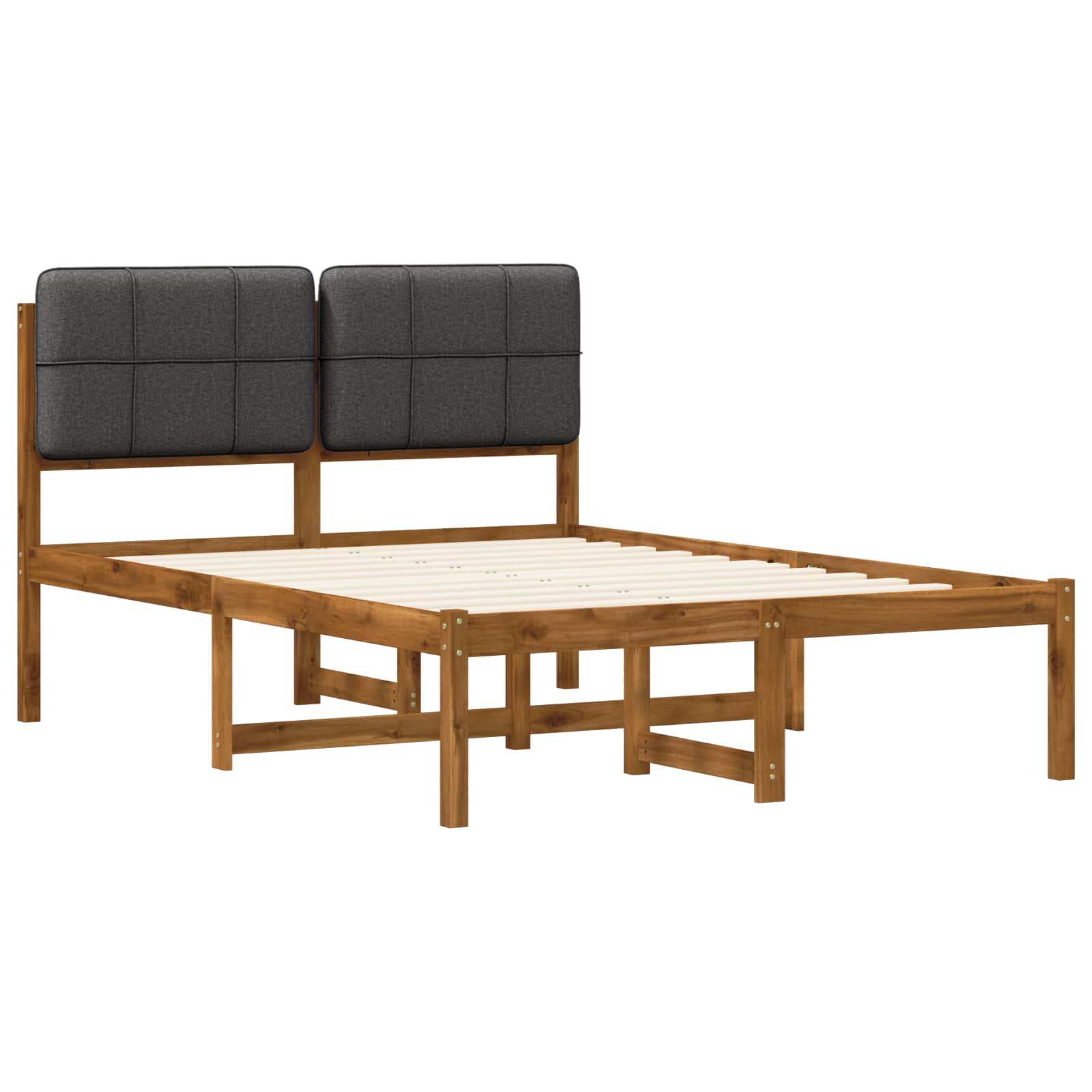 vidaXL - Bedframe - met - gestoffeerd - hoofdbord - Naturel - en - donkergrijs