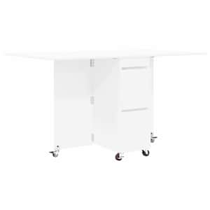 vidaXL S&ouml;&ouml;gilaud 140 x 80 x 77 cm Tehispuit Valge Ristk&uuml;lik