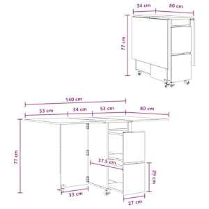 Jídelní stůl 2 pcs 140 x 80 x 77 cm Kompozitní dřevo Bílá - obrázek 12