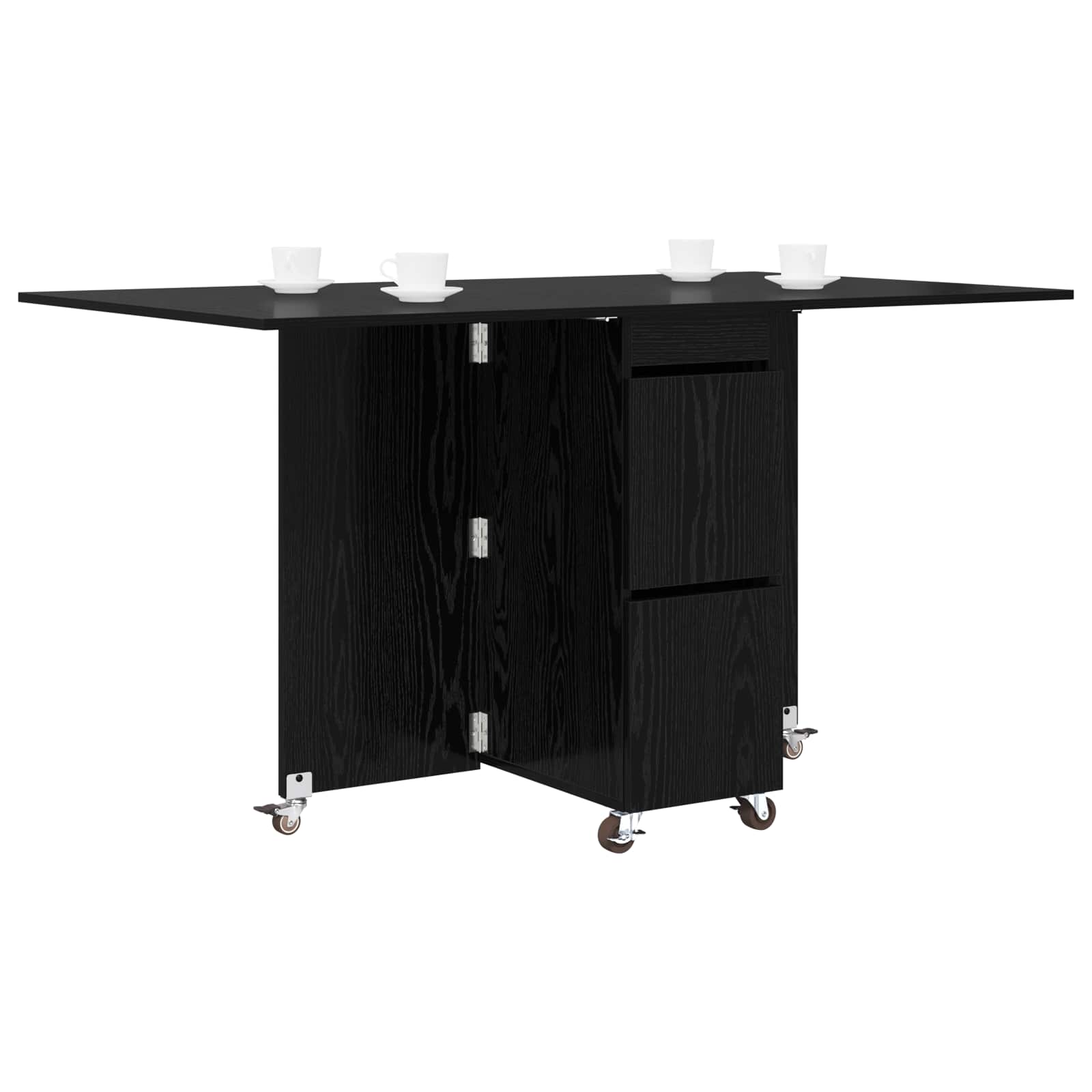 Ruokailupöytä 2 pcs 140 x 80 x 77 cm Tekninen puu Musta tammi - Image 3