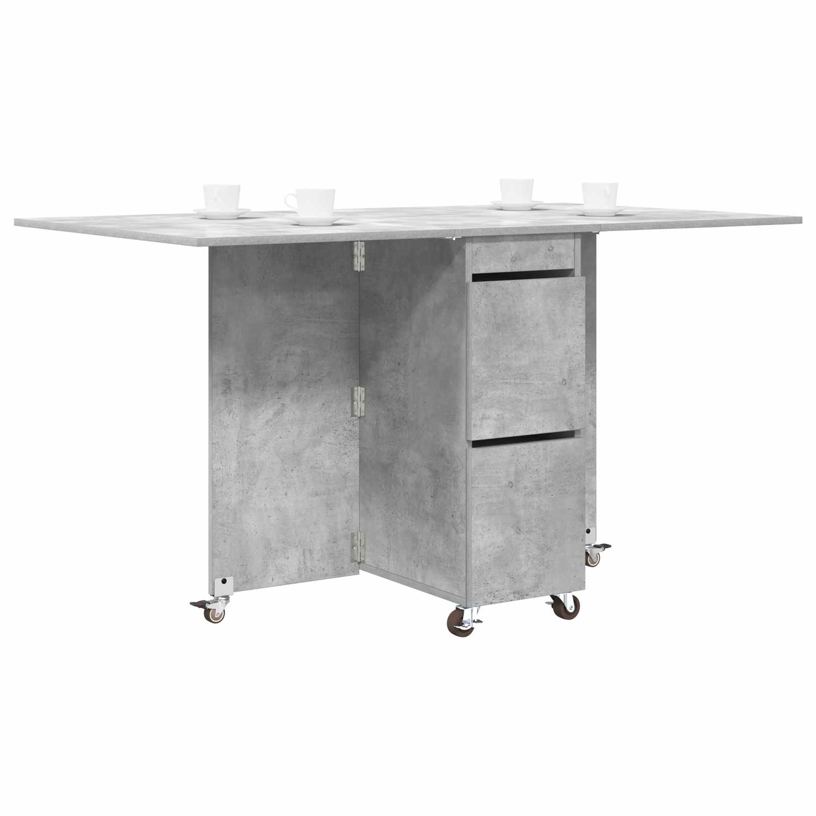 Ruokailupöytä 2 pcs 140 x 80 x 77 cm Tekninen puu Betoninharmaa - Image 3