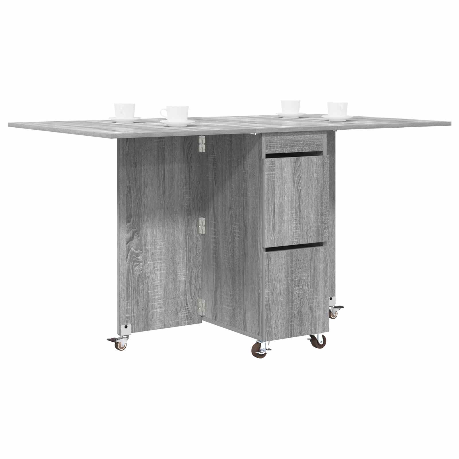 Ruokailupöytä 2 pcs 140 x 80 x 77 cm Tekninen puu Harmaa Sonoma - Image 3