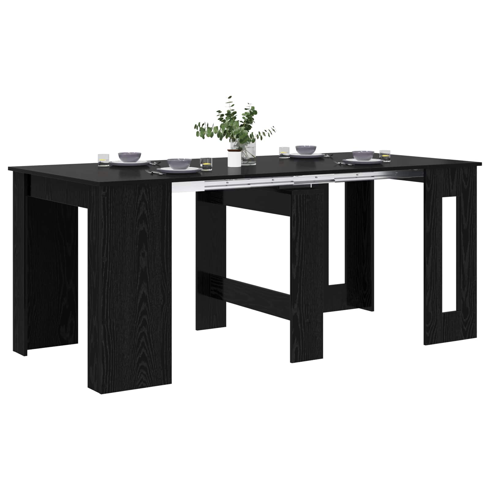 Ruokailupöytä 180 x 85 x 75 cm Tekninen puu Musta tammi - Image 3