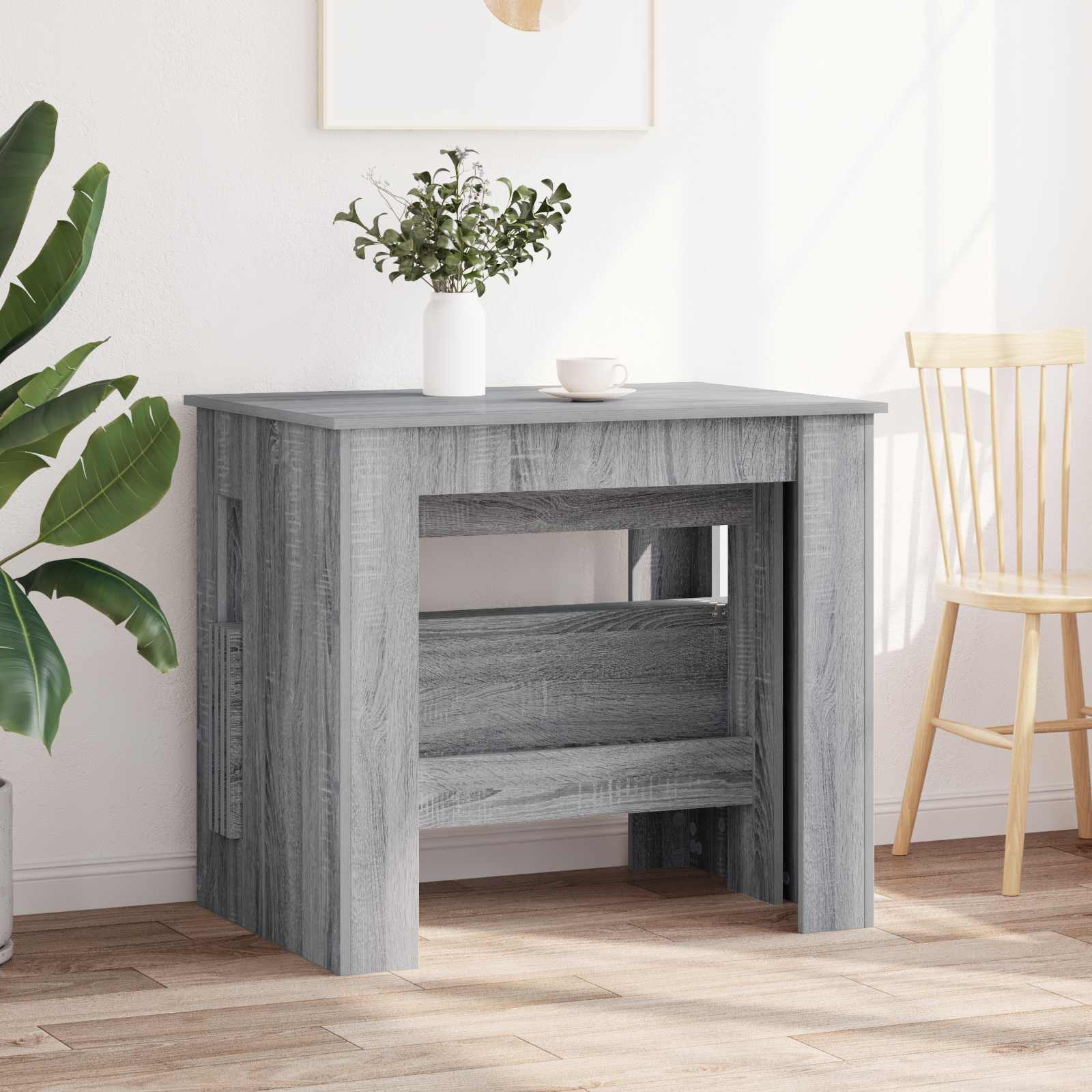 Ruokailupöytä 180 x 85 x 75 cm Tekninen puu Harmaa Sonoma - Image 4