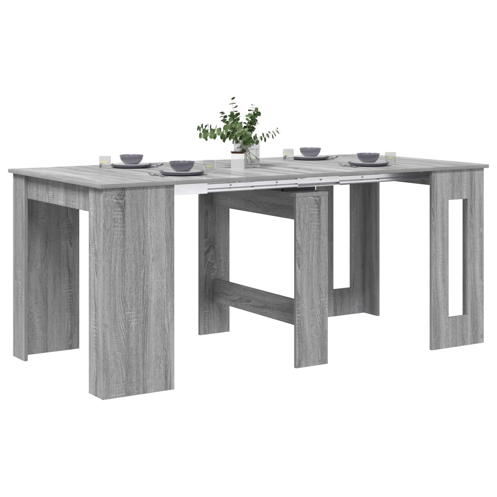 Ruokailupöytä 180 x 85 x 75 cm Tekninen puu Harmaa Sonoma - Image 3