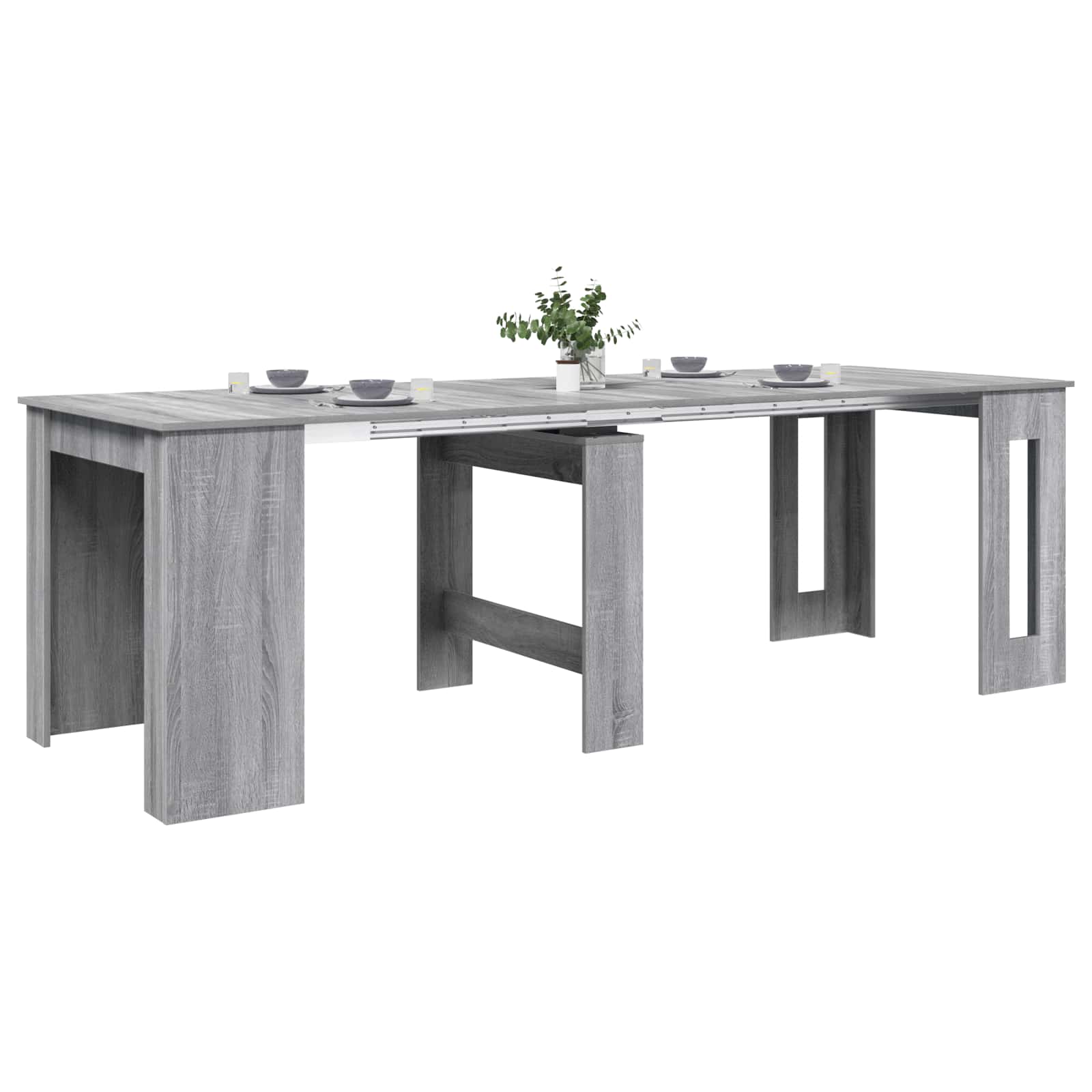 Ruokailupöytä 240 x 85 x 75 cm Tekninen puu Harmaa Sonoma - Image 3