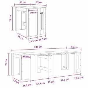 Jídelní stůl 240 x 85 x 75 cm Kompozitní dřevo Staré dřevo - obrázek 11