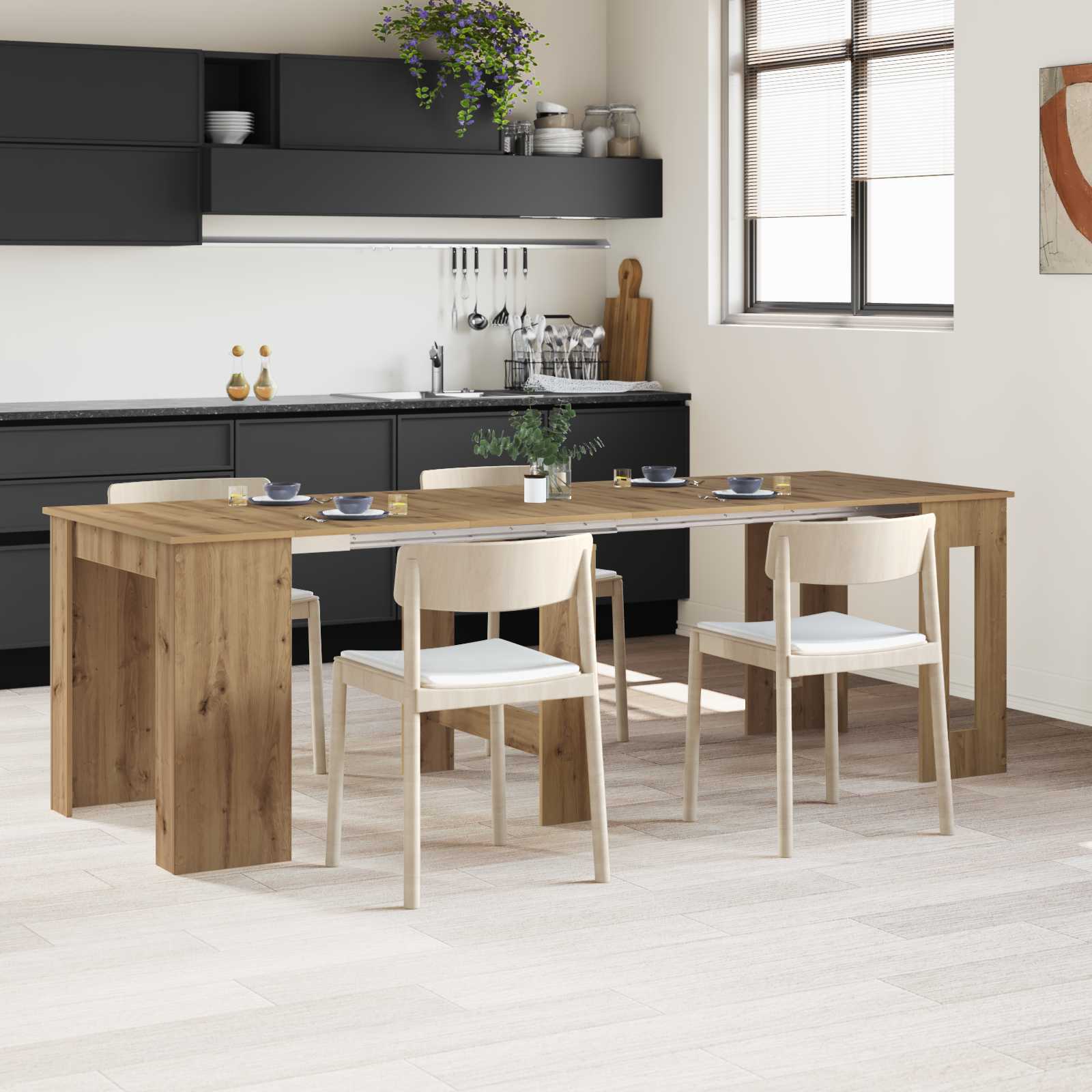 Ruokailupöytä 240 x 85 x 75 cm Tekninen puu Artisaanitammi