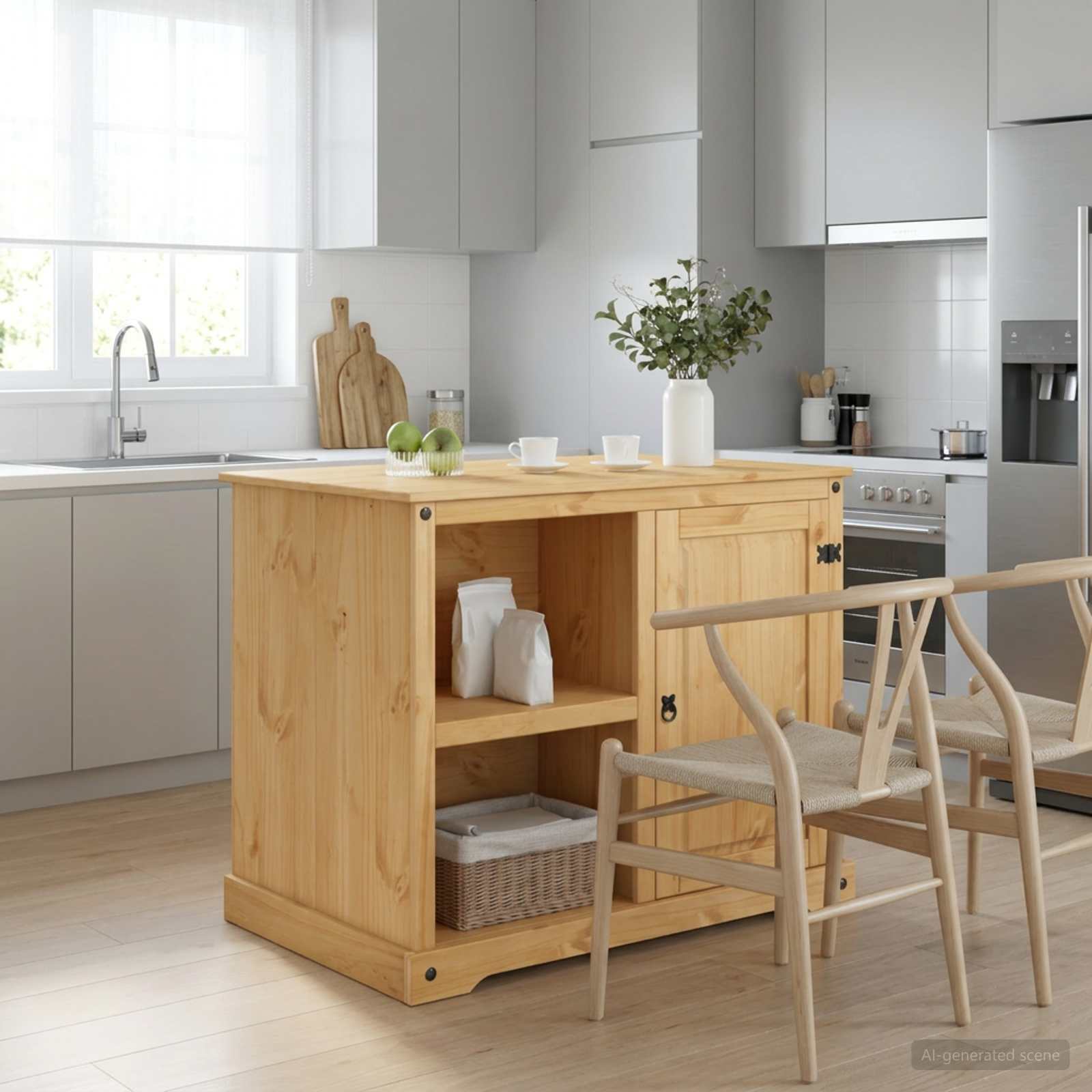Καρότσι Κουζίνας 2 pcs Κερί Μέλι 112 x 77 x 91,5 cm Μασίφ Πεύκο