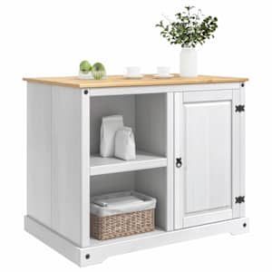 Kuchyňský vozík 2 pcs Bílý a medový vosk 112 x 77 x 91,5 cm - obrázek 2