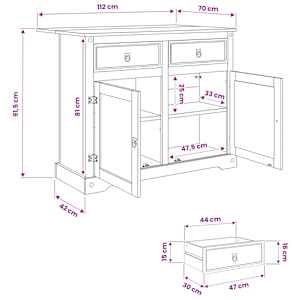 Kuchyňský vozík se dveřmi 2 pcs Medový vosk 112 x 70 x 91,5 cm - obrázek 9