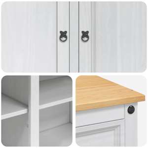 Kuchyňský vozík 2 pcs Bílý a medový vosk 112 x 70 x 91,5 cm - obrázek 7