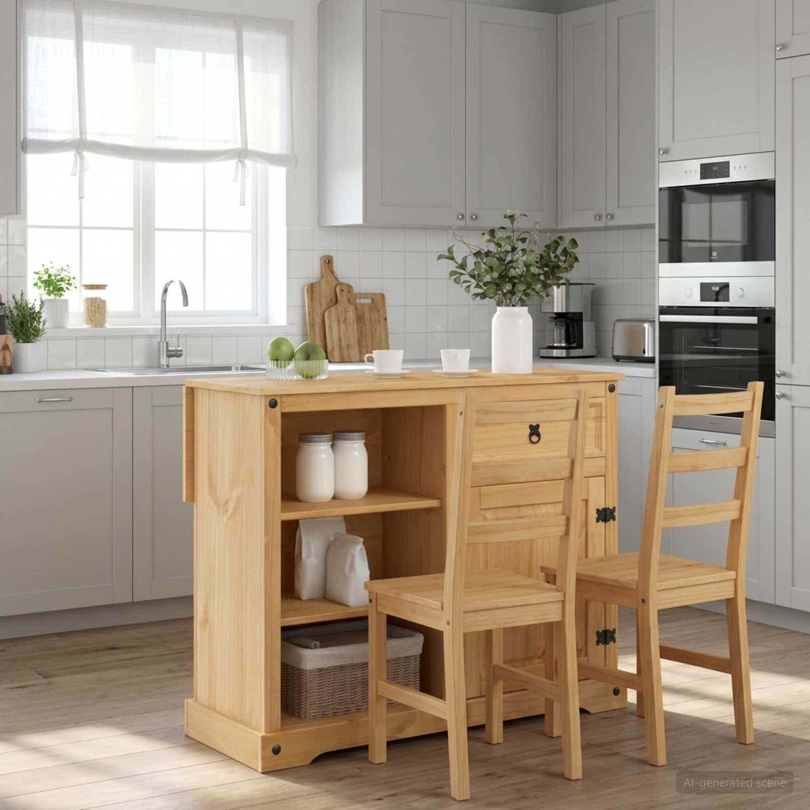 Καρότσι Κουζίνας 2 pcs Κερί Μέλι 112 x 70 x 91,5 εκ Μασίφ Πεύκο