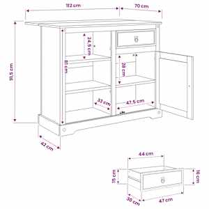 Kuchyňský vozík se dveřmi 2 pcs Medový vosk 112 x 70 x 91,5 cm - obrázek 9