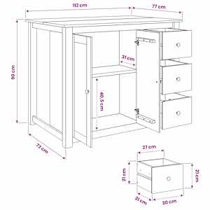 Kuchyňský vozík PANAMA 2 pcs Medový vosk 112 x 77 x 90 cm - obrázek 9