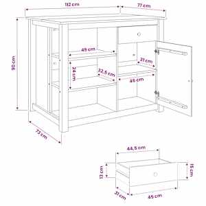 Kuchyňský vozík PANAMA 2 pcs Medový vosk 112 x 77 x 90 cm - obrázek 8