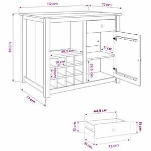 Kuchyňský vozík PANAMA 2 pcs Medový vosk 112 x 77 x 90 cm - obrázek 9