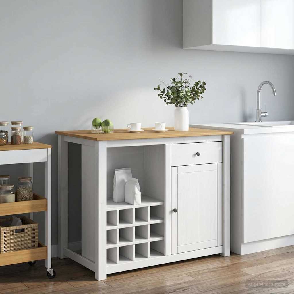 Köögikäru uksega PANAMA 2 pcs Valge ja Meepõhi 112 x 77 x 90 cm