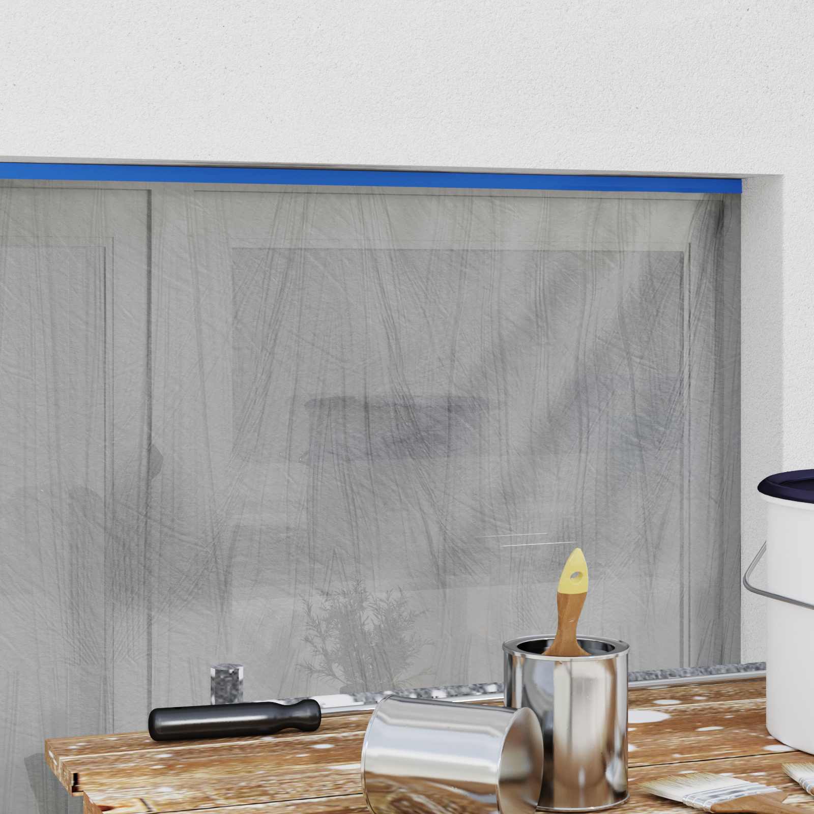 vidaXL Folie de mascare cu bandă adezivă Transparent și Albastru