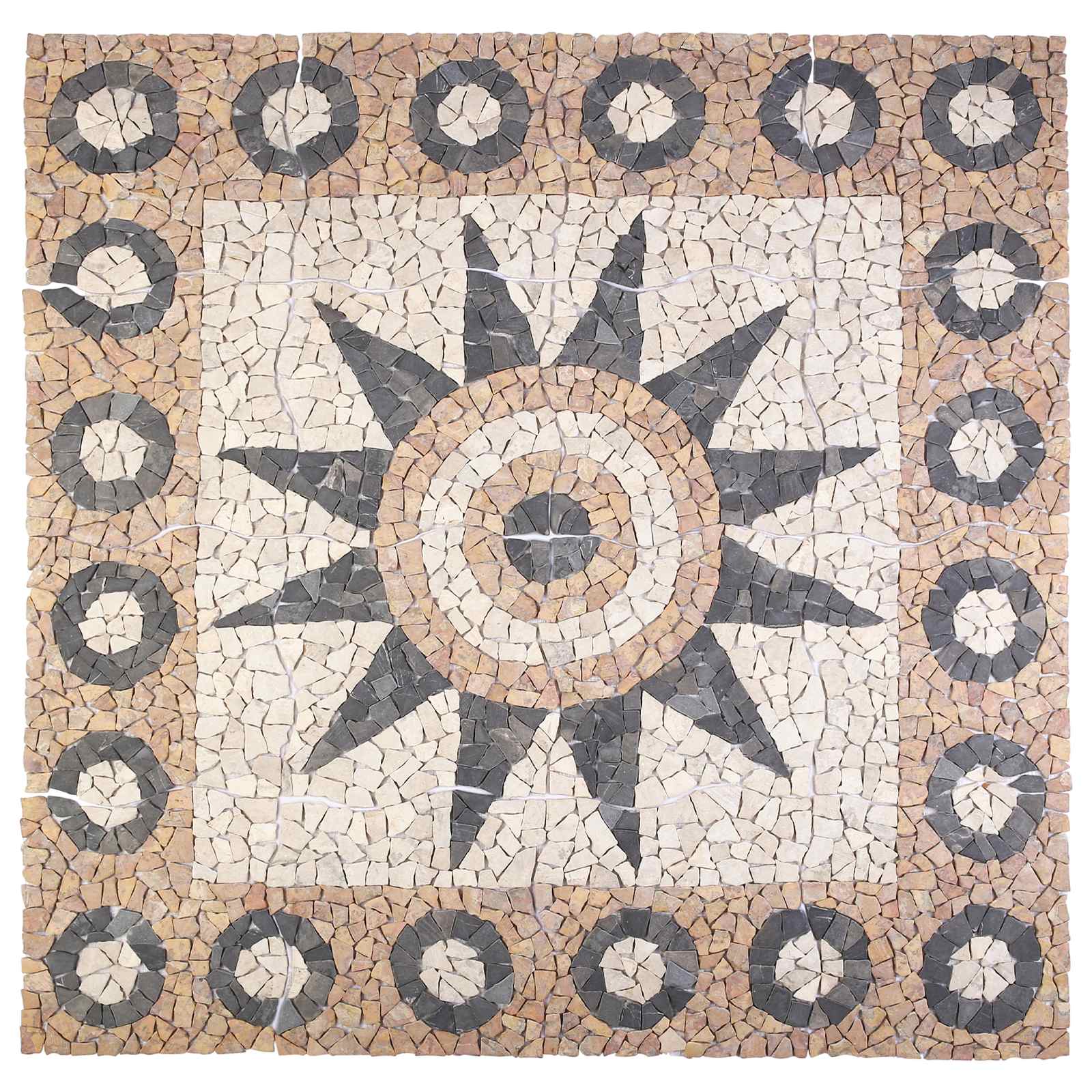 vidaXL Mosaikfliesen Blütenmuster Mehrfarbig 120 x 120 cm Marmor – Bild 2