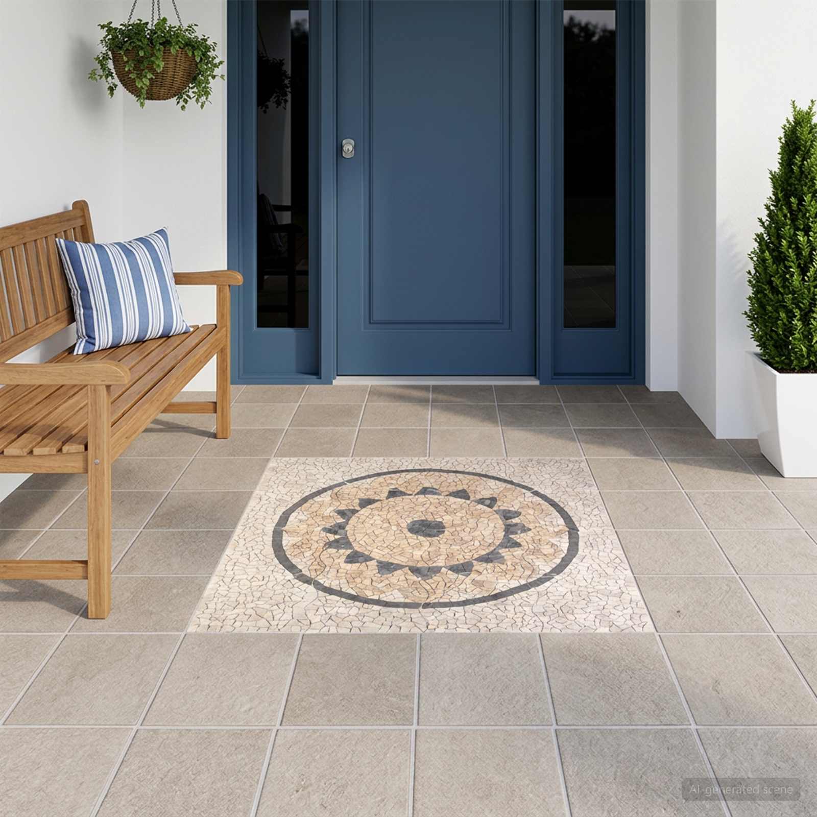 Mosaic Tiles vzorec sončnice večbarvno 120 x 120 cm Marmor - slika 3