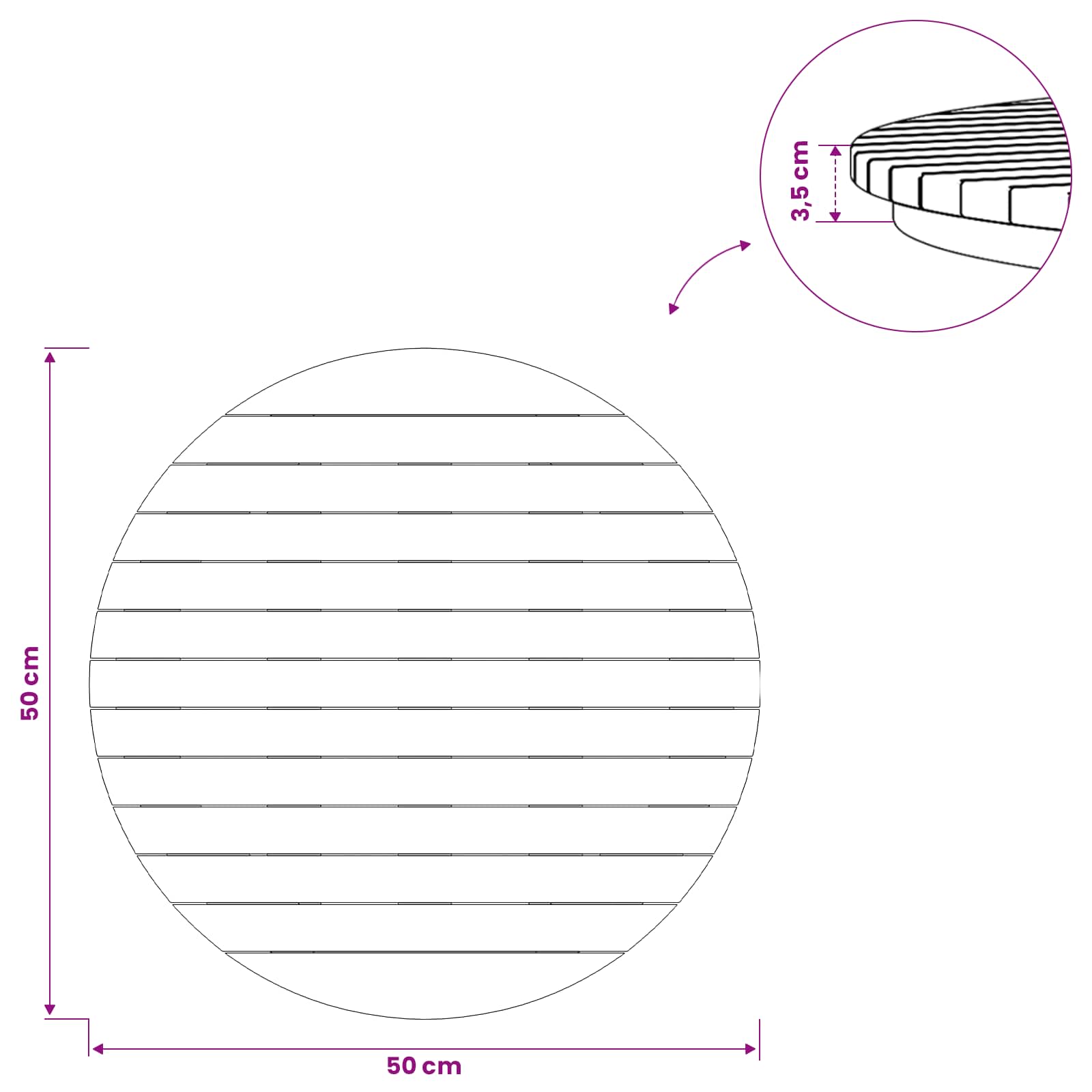 Tafelblad Ø 50 x 3,5 Rond Massief Teakhout Naturel image 6